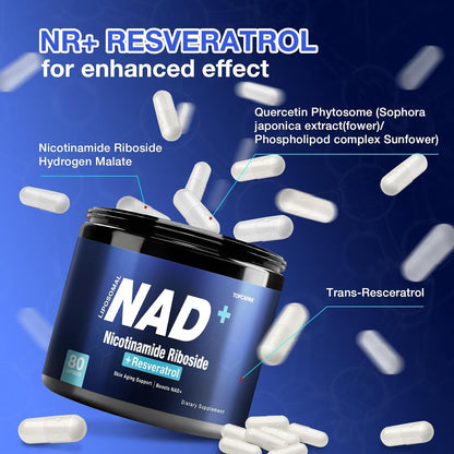 NAD Nicotinamide Riboside Resveratrol-80 Capsules
